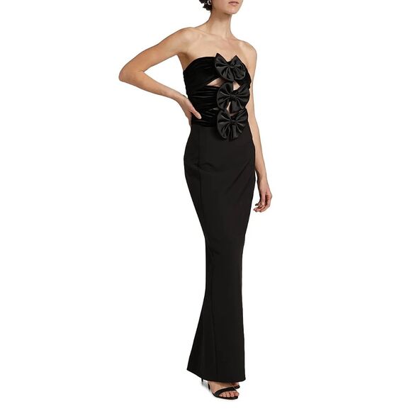 Ronny Kobo Constance Bow Cut-Out Column Gown Size M $698 - Picture 3 of 12